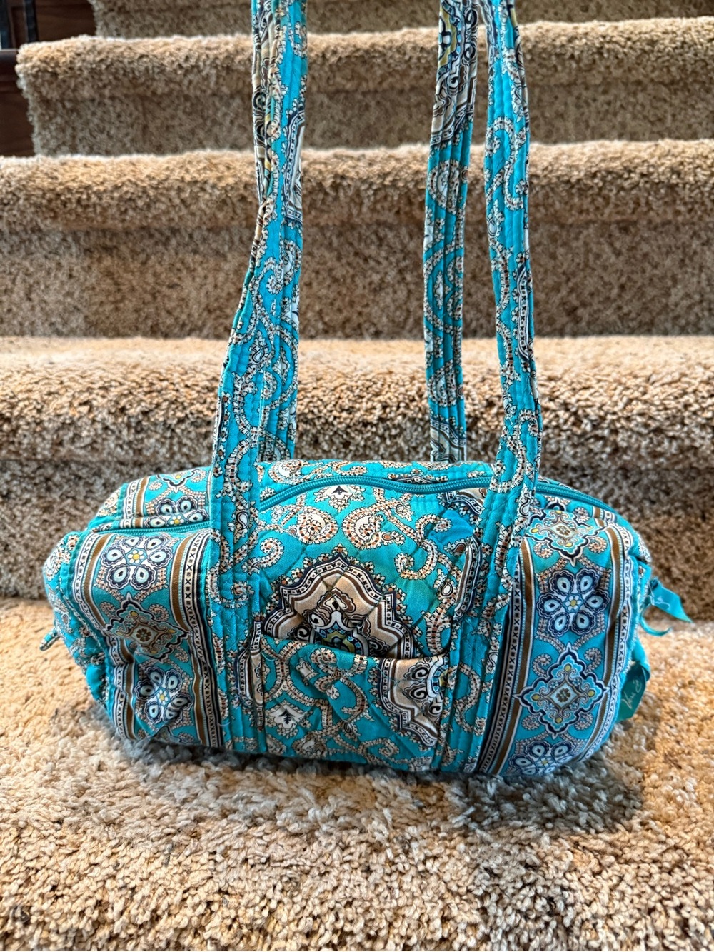 Vera Bradley Totally Turq Small Bowler Bag Retired Never Used